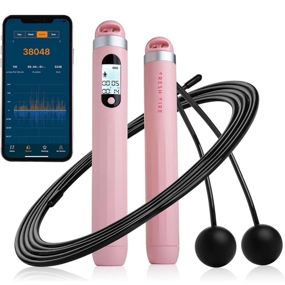NEW- FRESH FIRE Smart Jump Rope w/ Free Tracking App, Cordless Fitness Jump Rope
